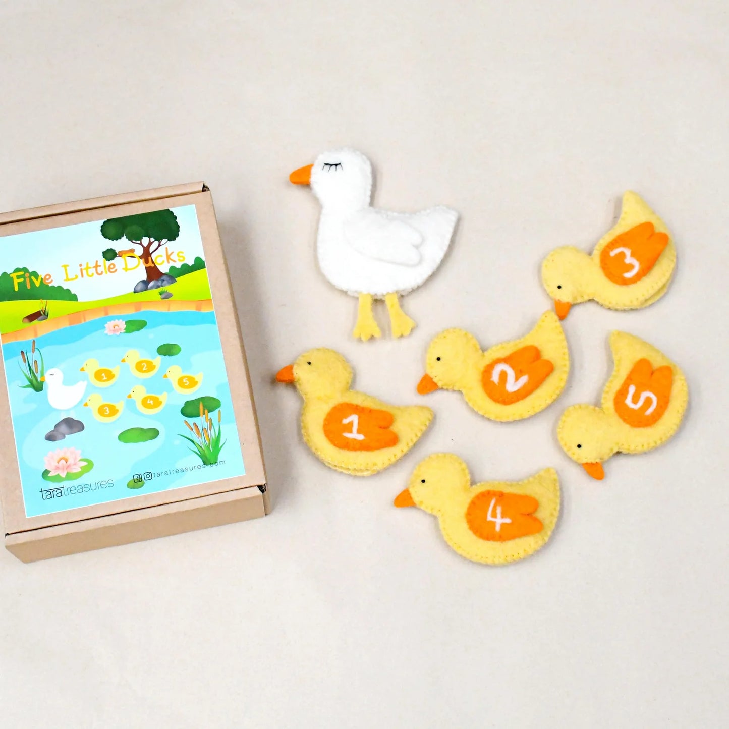 Five Little Ducks Finger Puppet Set - Tara's Treasure