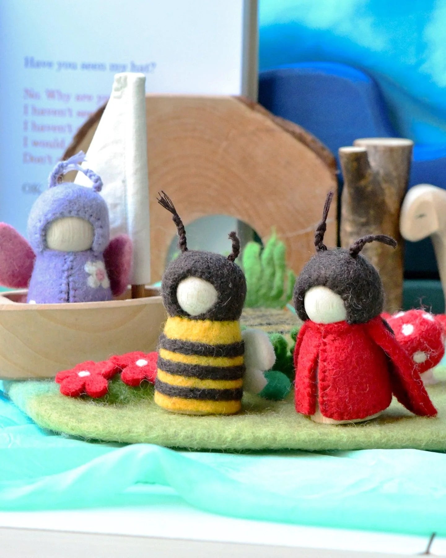 Bugs Peg Dolls Set - Bee, Ladybug and Butterfly                  *Pre Order* Arrival 7-10 days