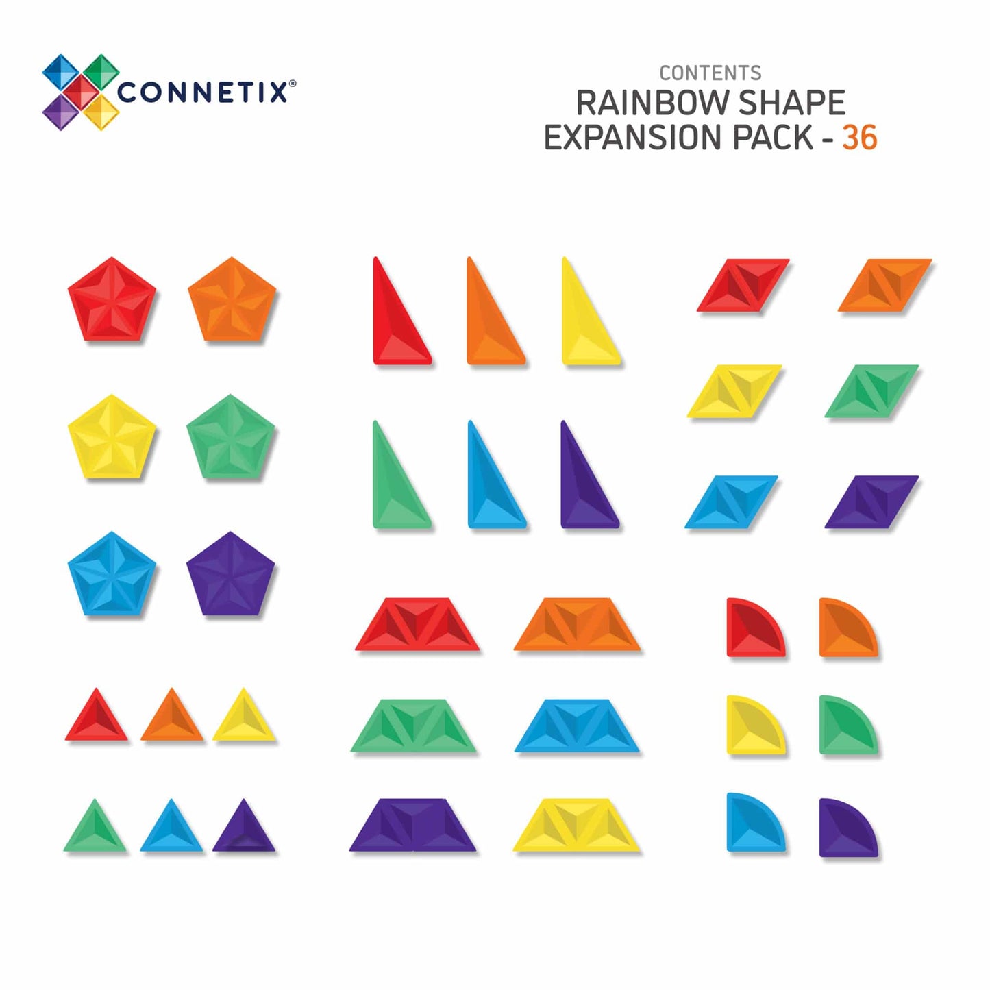 Connetix Tiles Rainbow Shapes Expansion Pack 36pc