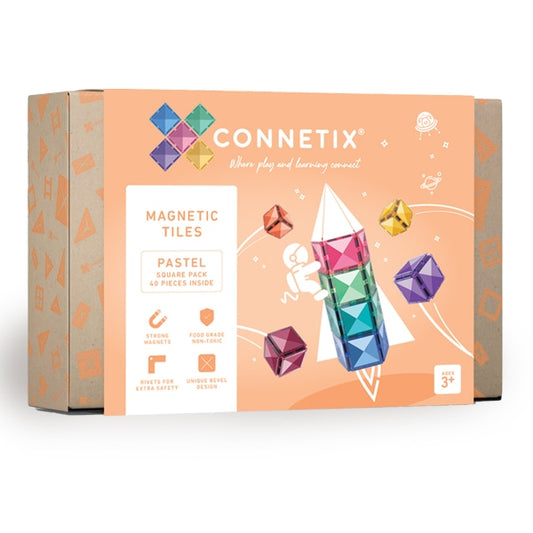 Connetix Tiles 40pc Pastel Square Pack