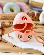 Felt Egg Cover Peach with Mushroom Motif - Tara Treasures