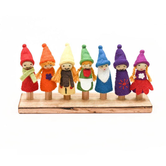 Rainbow Colourful Gnomes Finger Puppet Set - Tara's Treasure